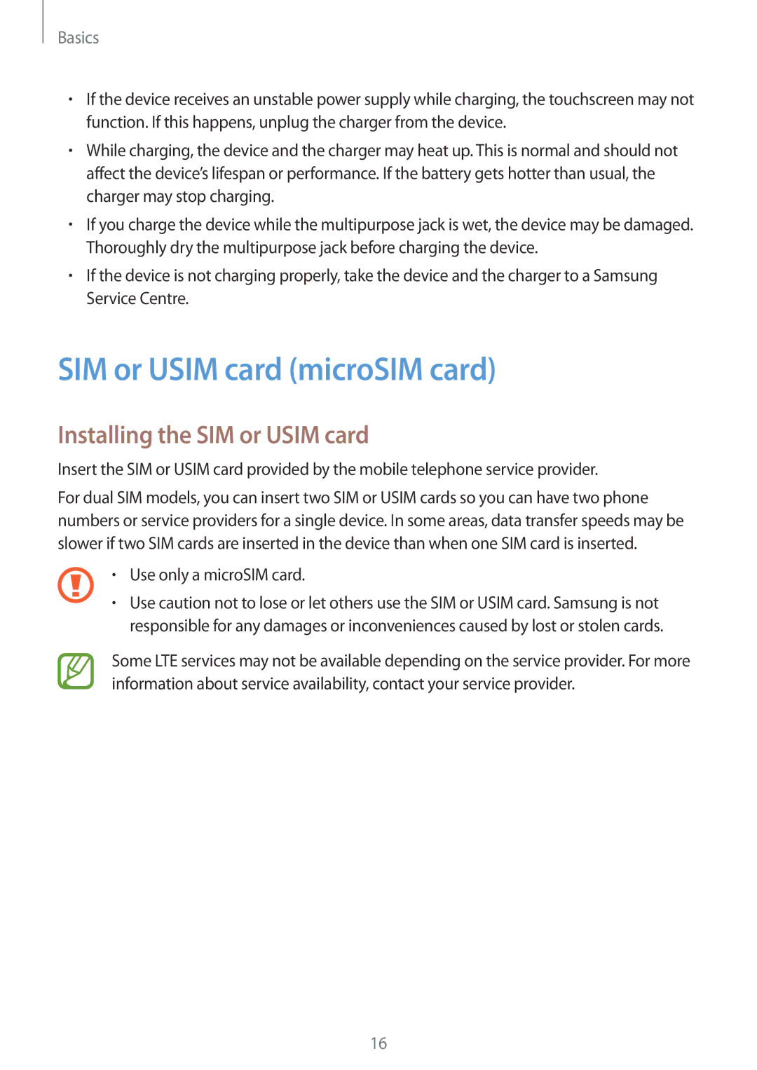 Samsung SM-J720FZDDKSA manual SIM or Usim card microSIM card, Installing the SIM or Usim card, Use only a microSIM card 