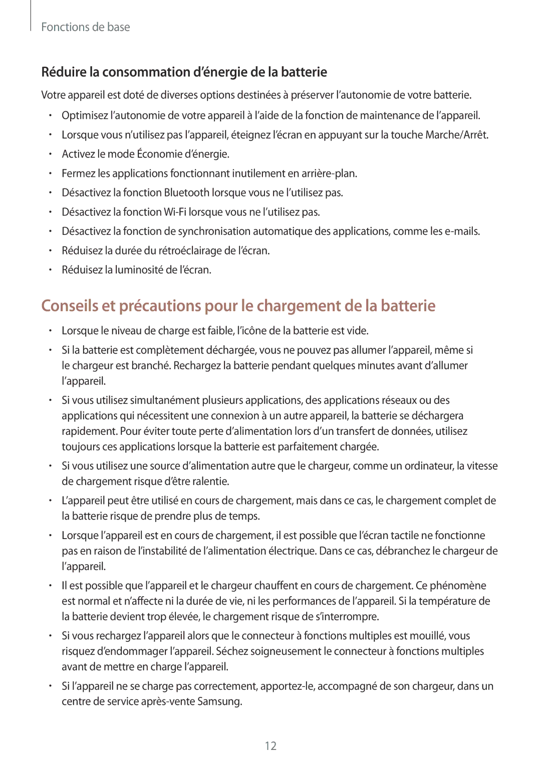 Samsung SM-J730FZDDXEF, SM-J530FZDAXEF, SM-J730FZSDXEF manual Conseils et précautions pour le chargement de la batterie 