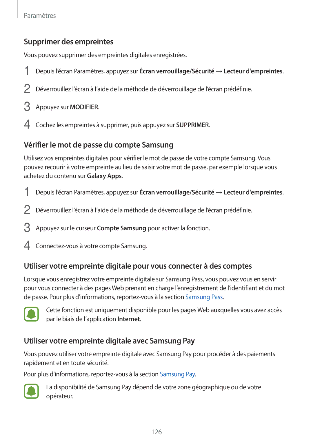 Samsung SM-J730FZDDXEF, SM-J530FZDAXEF, SM-J730FZSDXEF Supprimer des empreintes, Vérifier le mot de passe du compte Samsung 