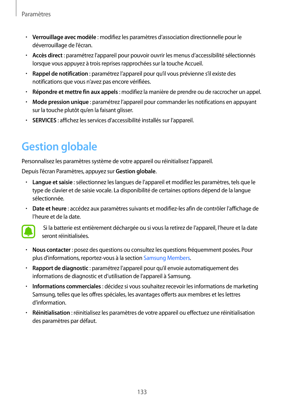 Samsung SM-J530FZDAXEF, SM-J730FZDDXEF, SM-J730FZSDXEF, SM-J530FZSAXEF, SM-J730FZKDXEF, SM-J530FZKAXEF manual Gestion globale 