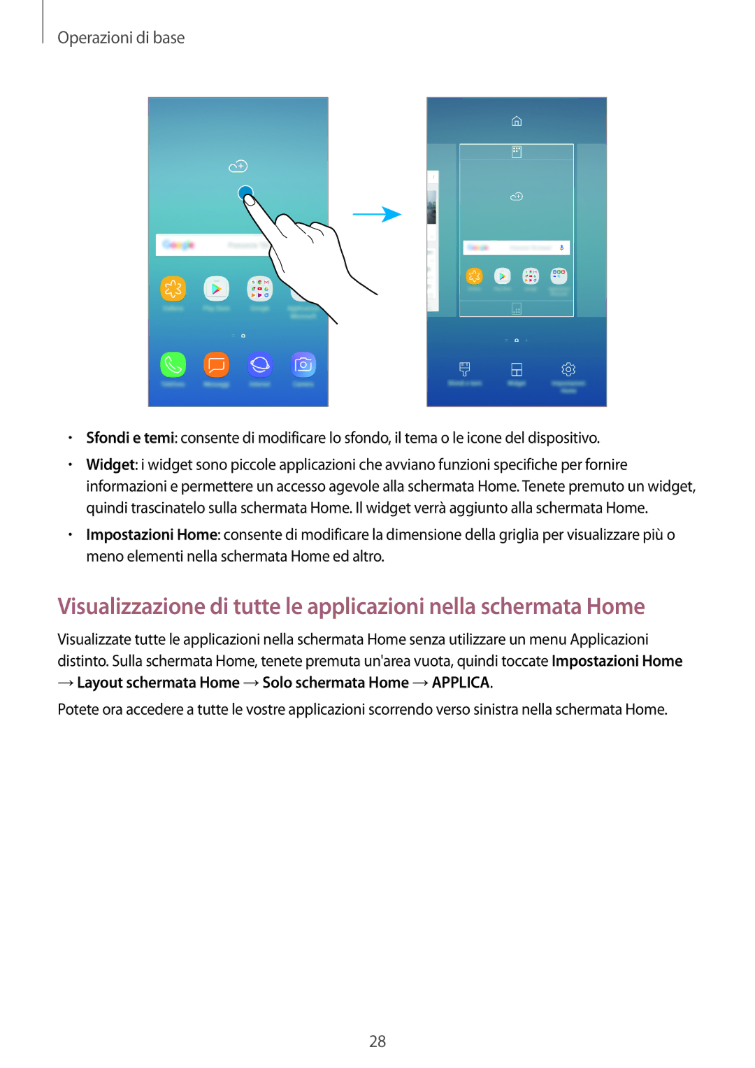 Samsung SM-J730FZSATUR, SM-J730FZDETUR, SM-J730FZSAITV, SM-J730FZKATUR → Layout schermata Home →Solo schermata Home →APPLICA 