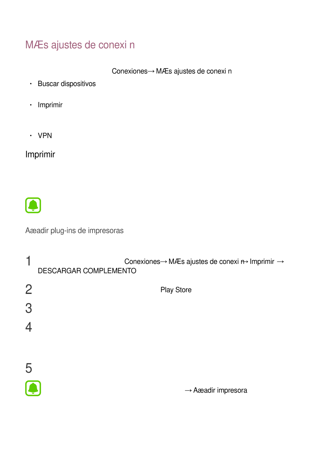 Samsung SM-J730FZDDPHE, SM-J730FZKAATL, SM-J730FZSDPHE, SM-J730FZKDPHE manual Más ajustes de conexión, Imprimir 