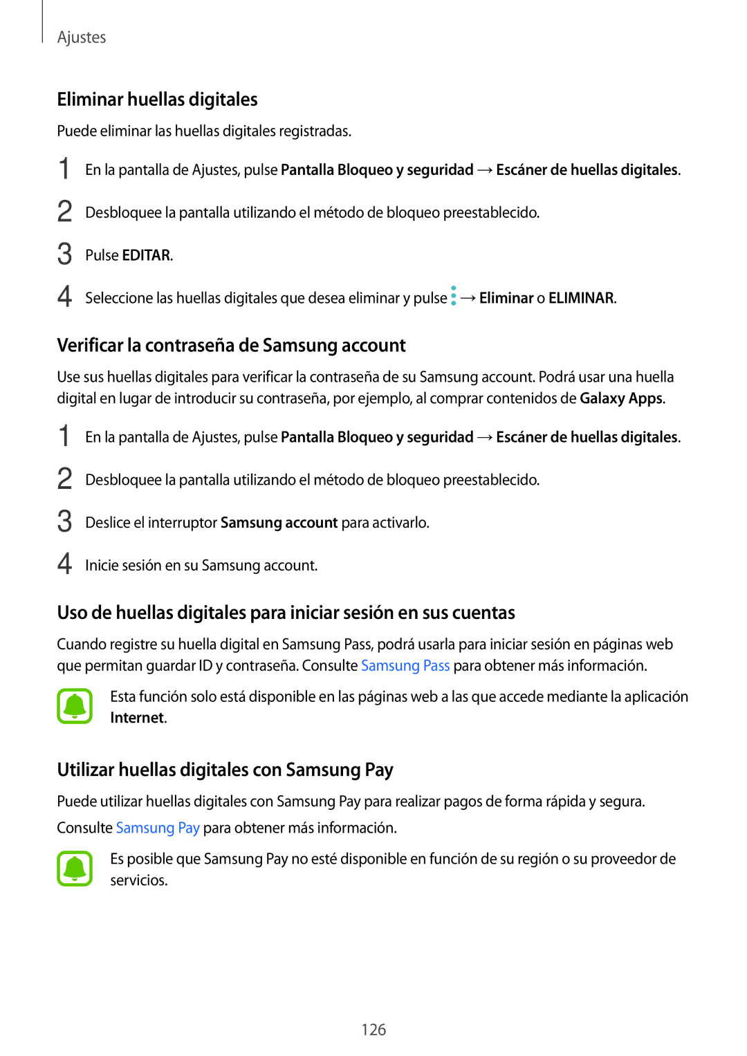 Samsung SM-J730FZDDPHE, SM-J730FZKAATL manual Eliminar huellas digitales, Verificar la contraseña de Samsung account 