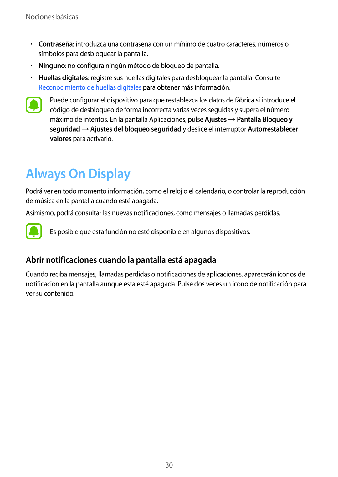 Samsung SM-J730FZDDPHE, SM-J730FZKAATL manual Always On Display, Abrir notificaciones cuando la pantalla está apagada 