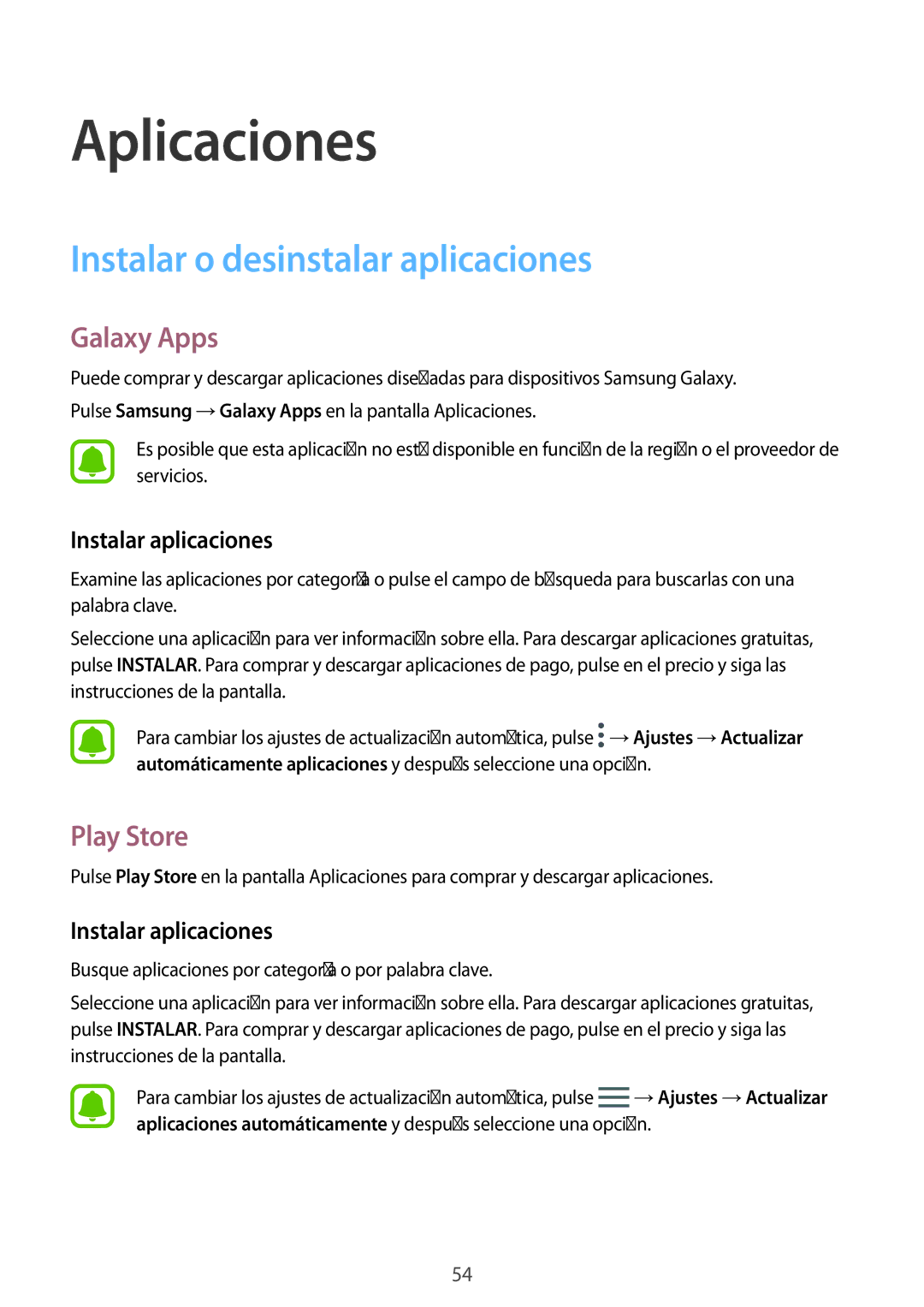 Samsung SM-J730FZDDPHE, SM-J730FZKAATL Instalar o desinstalar aplicaciones, Galaxy Apps, Play Store, Instalar aplicaciones 