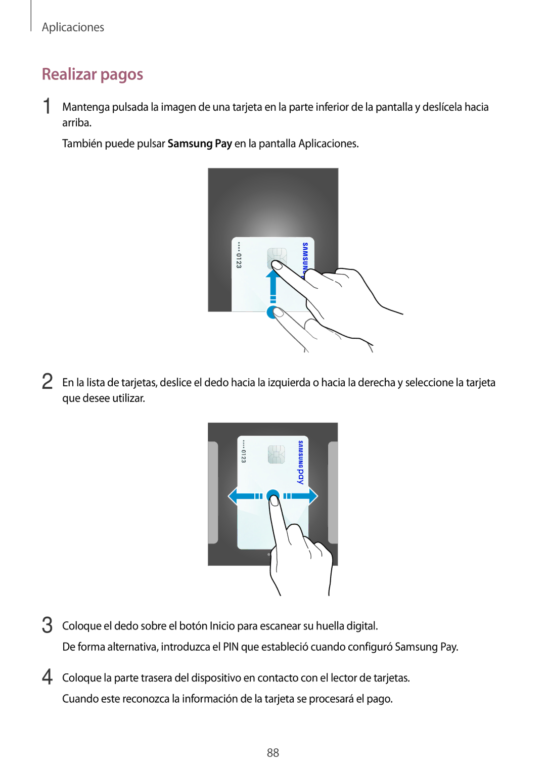 Samsung SM-J730FZKAATL, SM-J730FZSDPHE, SM-J730FZDDPHE, SM-J730FZKDPHE manual Realizar pagos 