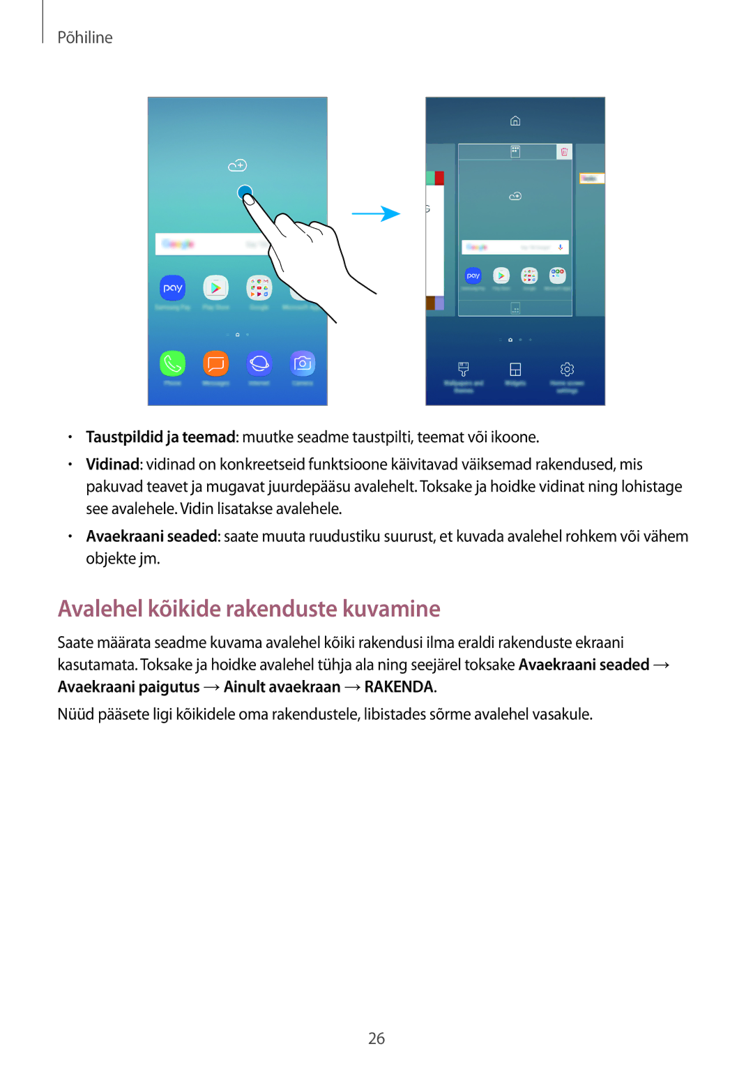 Samsung SM-J530FZSDSEB, SM-J730FZSDSEB, SM-J730FZKDSEB, SM-J530FZKDSEB, SM-J530FZDDSEB Avalehel kõikide rakenduste kuvamine 