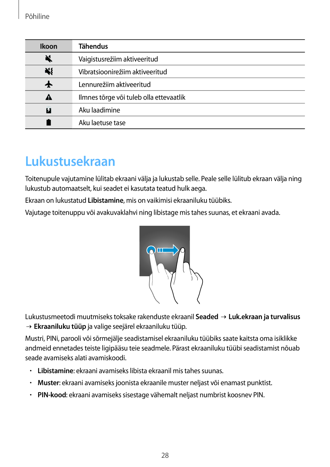 Samsung SM-J530FZDDSEB, SM-J730FZSDSEB, SM-J730FZKDSEB, SM-J530FZSDSEB, SM-J530FZKDSEB, SM-J730FZDDSEB manual Lukustusekraan 