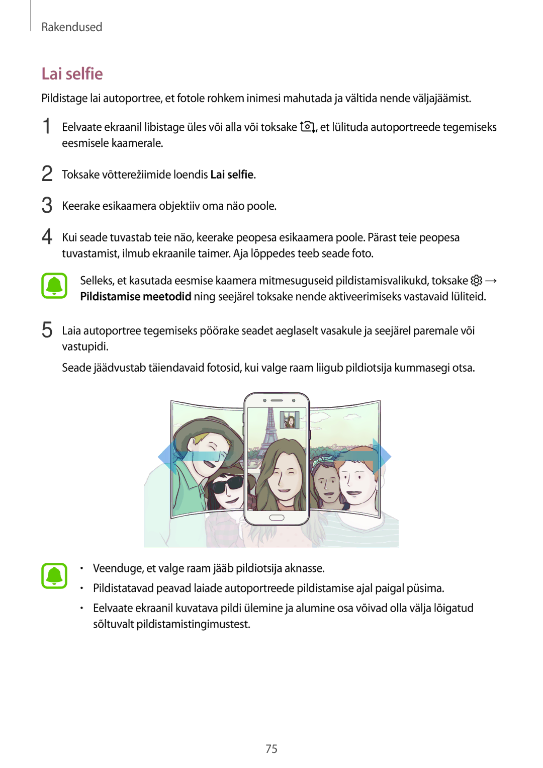 Samsung SM-J530FZKDSEB, SM-J730FZSDSEB, SM-J730FZKDSEB, SM-J530FZSDSEB, SM-J530FZDDSEB, SM-J730FZDDSEB manual Lai selfie 