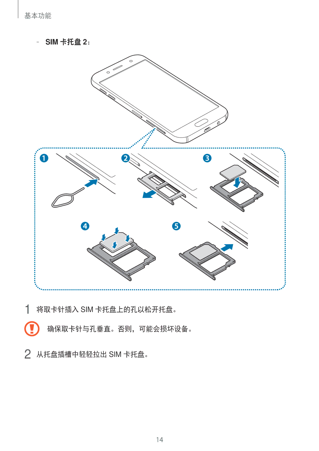 Samsung SM-J730GZSGXXV, SM-J730GZIGXXV, SM-J730GZDGXXV, SM-J730GZKGXXV manual SIM 卡托盘 2： 