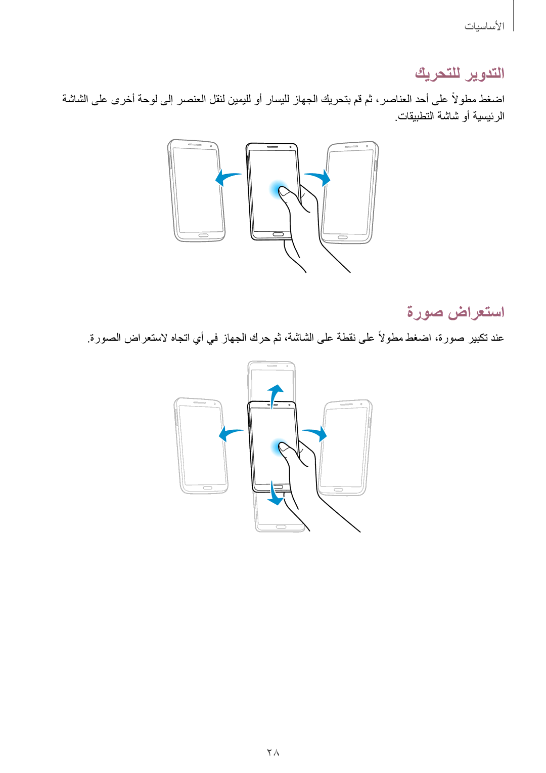 Samsung SM-N7500ZWACAC, SM-N7500ZKACAC, SM-N7500ZKAKSA, SM-N7500ZWAAFR, SM-N7500ZGAPAK manual كيرحتلل ريودتلا, ةروص ضارعتسا 