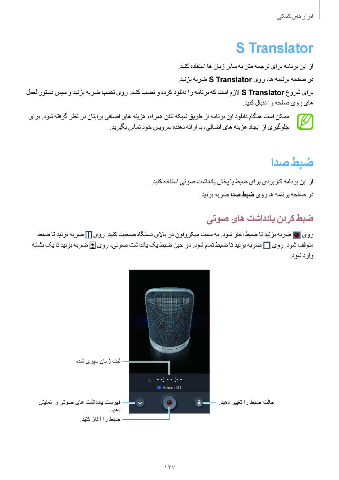 Samsung SM-N7500ZGATHR, SM-N7500ZKACAC, SM-N7500ZKAKSA, SM-N7500ZWAAFR Translator, ادص طبض, یتوص یاه تشاددای ندرک طبض, 127 