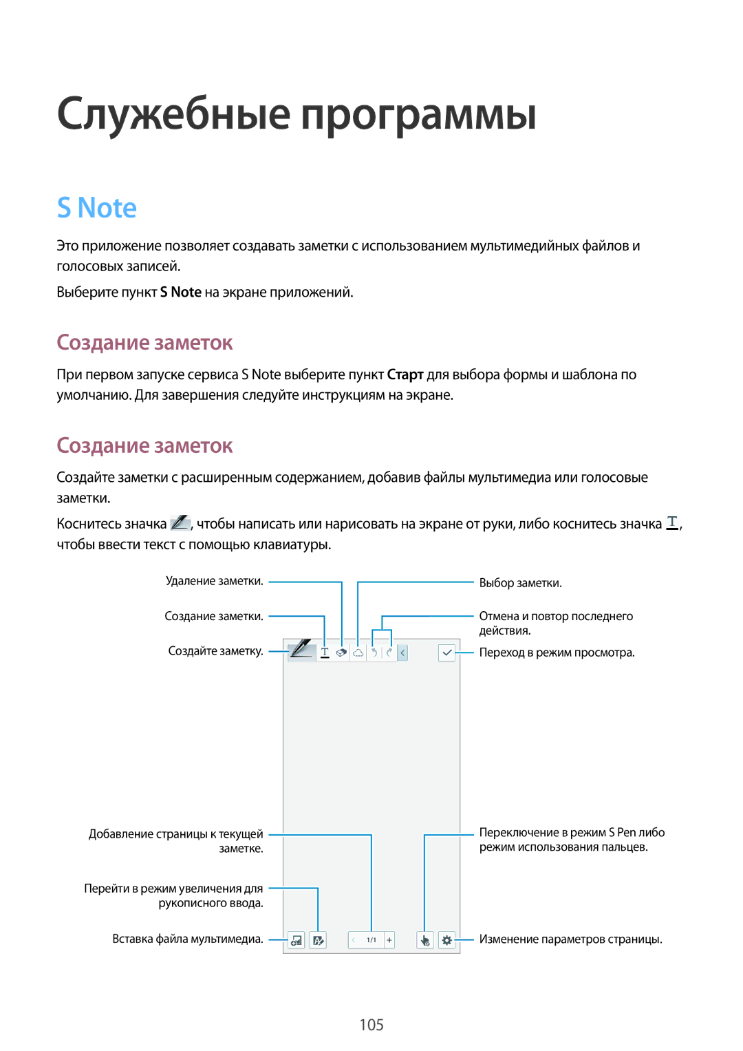 Samsung SM-N7500ZKASER, SM-N7500ZWASER manual Служебные программы, Создание заметок 