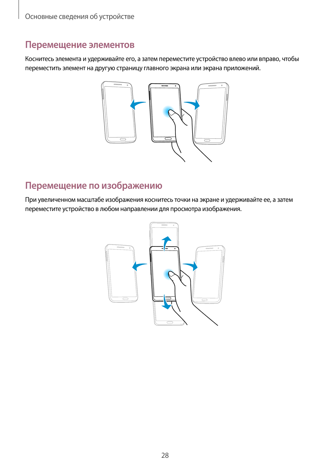 Samsung SM-N7500ZWASER, SM-N7500ZKASER manual Перемещение элементов, Перемещение по изображению 