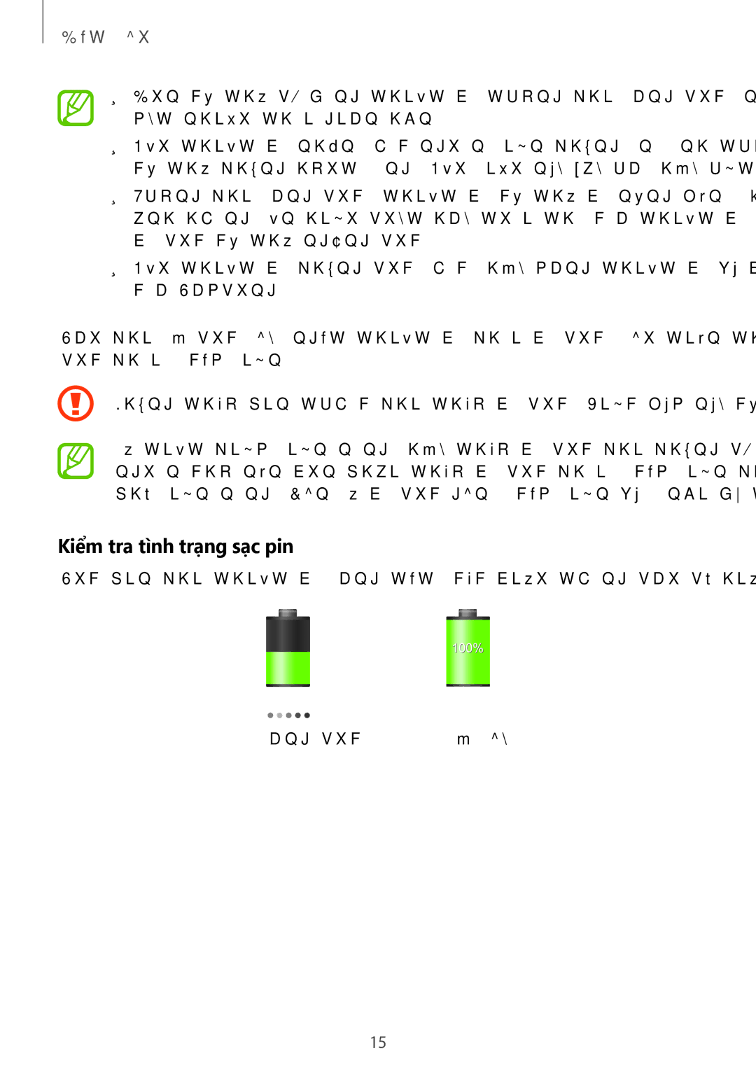 Samsung SM-N7500ZKAXXV, SM-N7500ZWAXXV manual Kiểm tra tình trạng sạc pin 