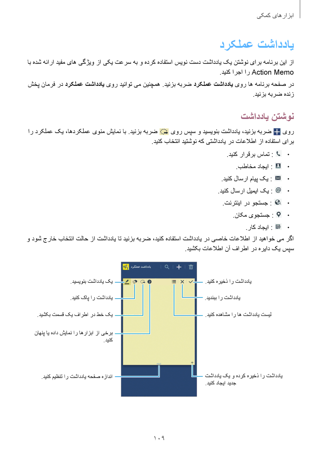 Samsung SM-N7502ZKAAFG, SM-N7502ZGATHR, SM-N7502ZGAXSG, SM-N7502ZKAACR, SM-N7502ZKAAFR manual درکلمع تشاددای, تشاددای نتشون 