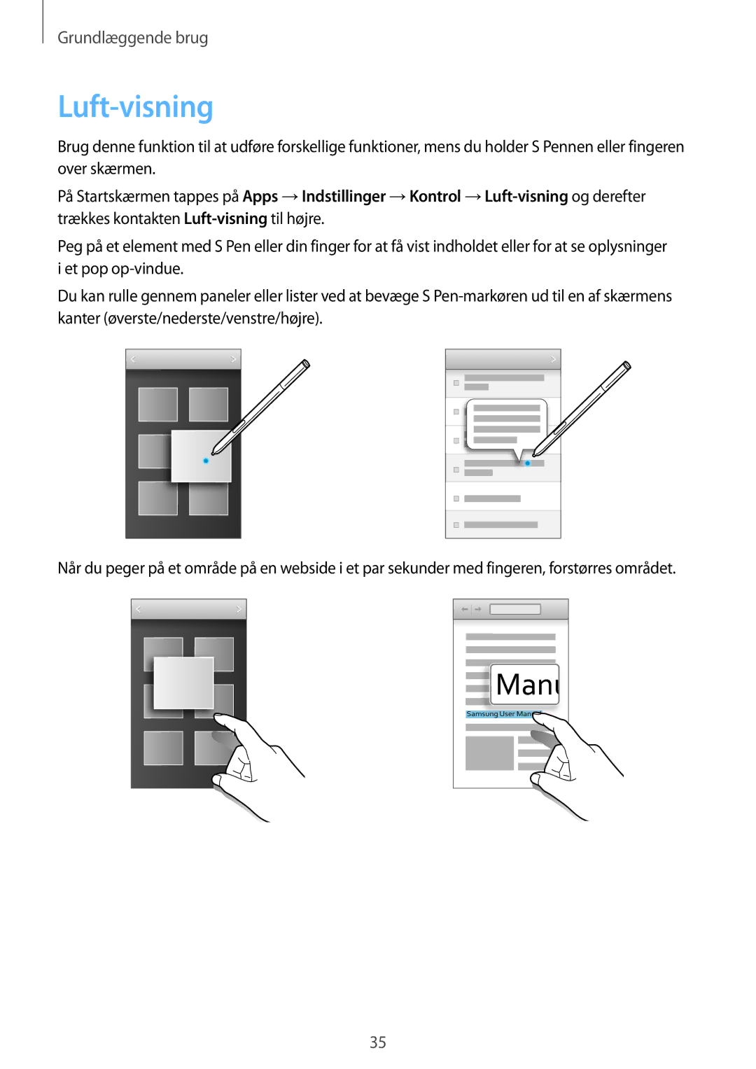 Samsung SM-N7505ZWANEE, SM-N7505ZKANEE, SM-N7505ZGANEE manual Luft-visning 