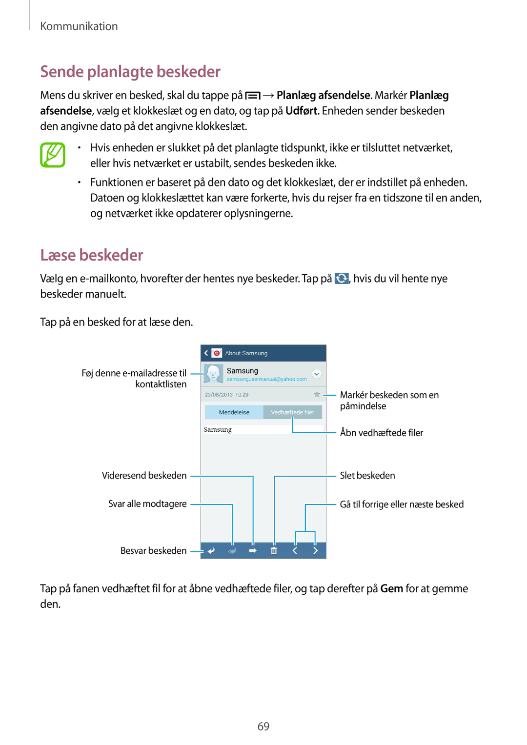 Samsung SM-N7505ZKANEE, SM-N7505ZGANEE, SM-N7505ZWANEE manual Læse beskeder 