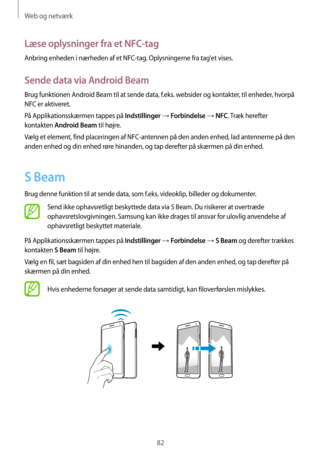 Samsung SM-N7505ZGANEE, SM-N7505ZKANEE, SM-N7505ZWANEE Læse oplysninger fra et NFC-tag, Sende data via Android Beam 