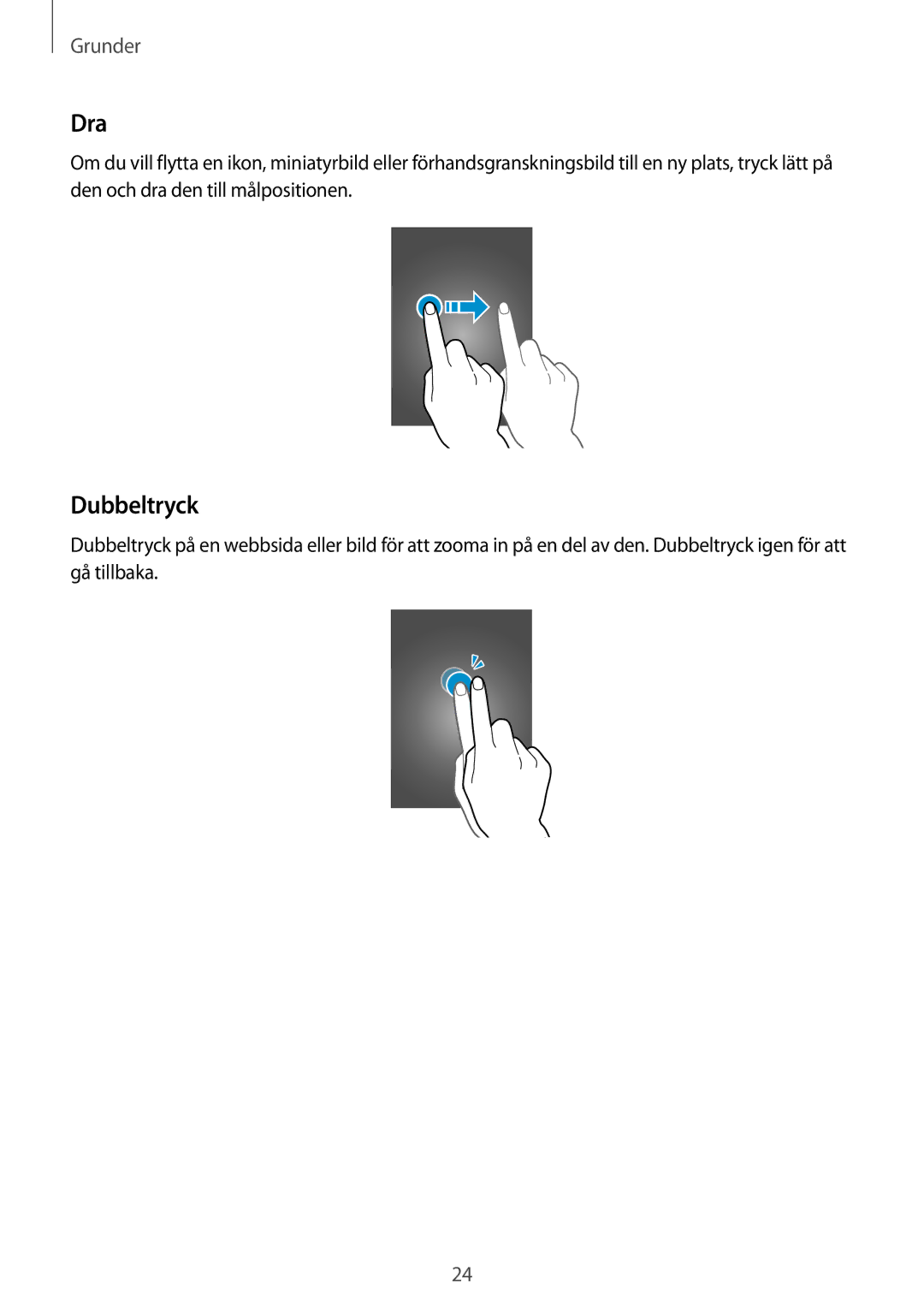 Samsung SM-N7505ZKANEE, SM-N7505ZGANEE, SM-N7505ZWANEE manual Dra, Dubbeltryck 