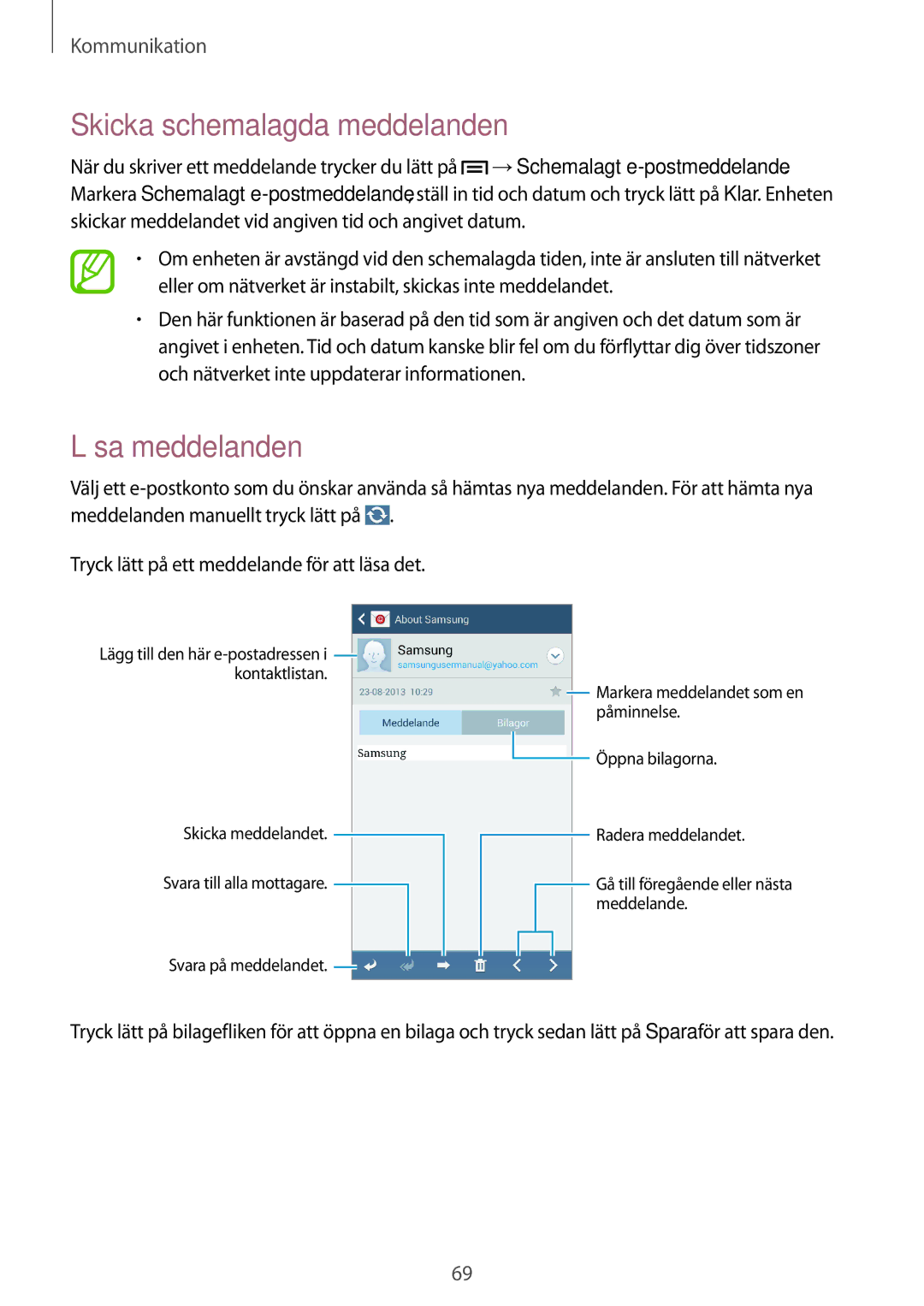 Samsung SM-N7505ZKANEE, SM-N7505ZGANEE, SM-N7505ZWANEE manual Läsa meddelanden 