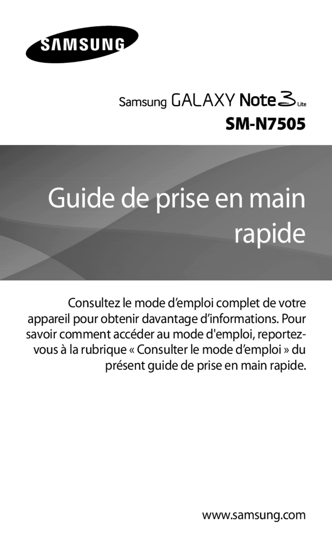 Samsung SM-N7505ZWGXEF, SM-N7505ZKGSFR, SM-N7505ZWGSFR, SM-N7505ZKGXEF, SM-N7505ZKGBOG manual Guide de prise en main rapide 