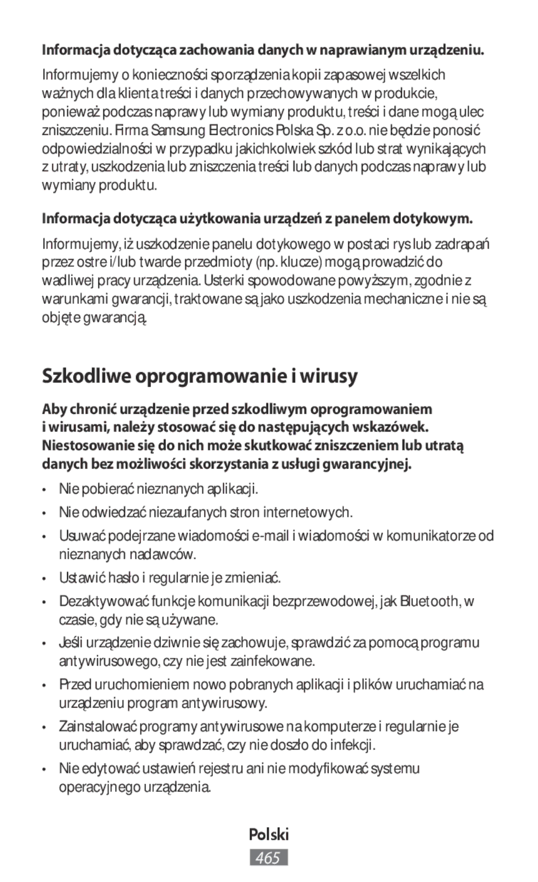 Samsung SM-N9000BDEMID, SM-N7505ZWATPH, SM-N7505ZKAXEO, SM-N7505ZKAMEO, SM-N7505ZKADBT manual Szkodliwe oprogramowanie i wirusy 