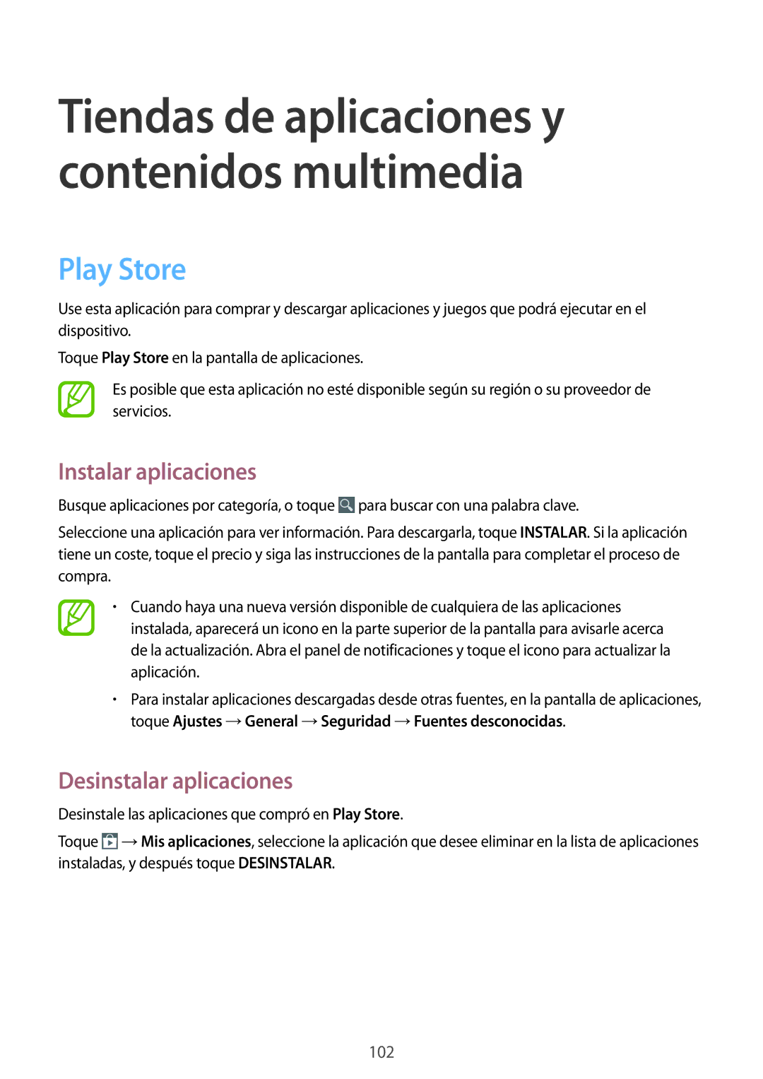 Samsung SM-N7505ZWAITV, SM-N7505ZWATPH, SM-N7505ZWGXEF manual Tiendas de aplicaciones y contenidos multimedia, Play Store 