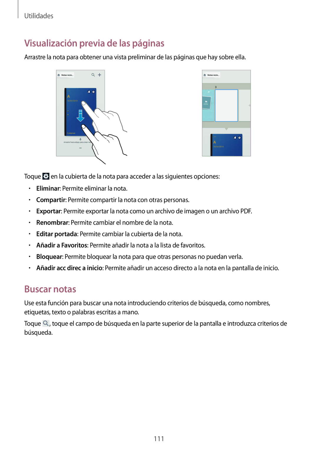 Samsung SM-N7505ZWAITV, SM-N7505ZWATPH, SM-N7505ZWGXEF, SM-N7505ZKAITV Visualización previa de las páginas, Buscar notas 