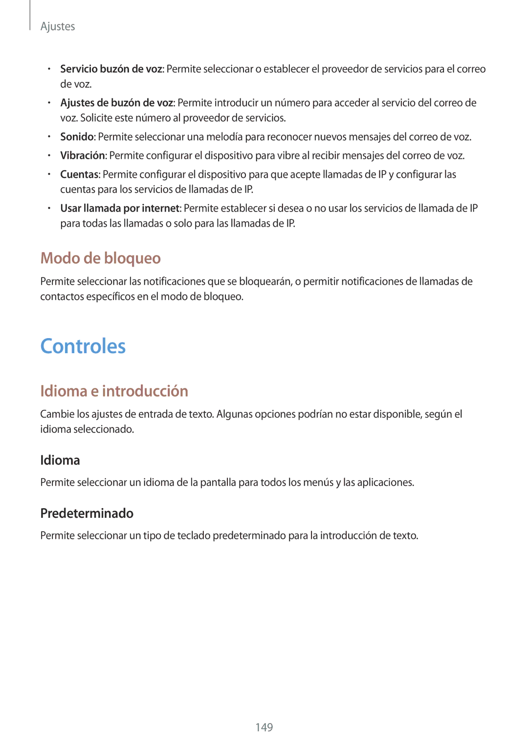 Samsung SM-N7505ZKAXEH, SM-N7505ZWATPH, SM-N7505ZWGXEF Controles, Modo de bloqueo, Idioma e introducción, Predeterminado 