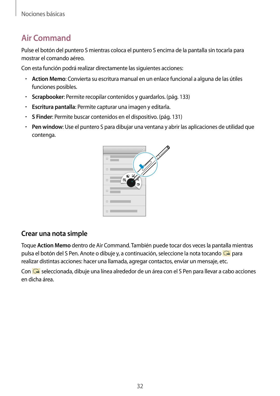 Samsung SM-N7505ZKAXEH, SM-N7505ZWATPH, SM-N7505ZWGXEF, SM-N7505ZKAITV, SM-N7505ZWAITV Air Command, Crear una nota simple 