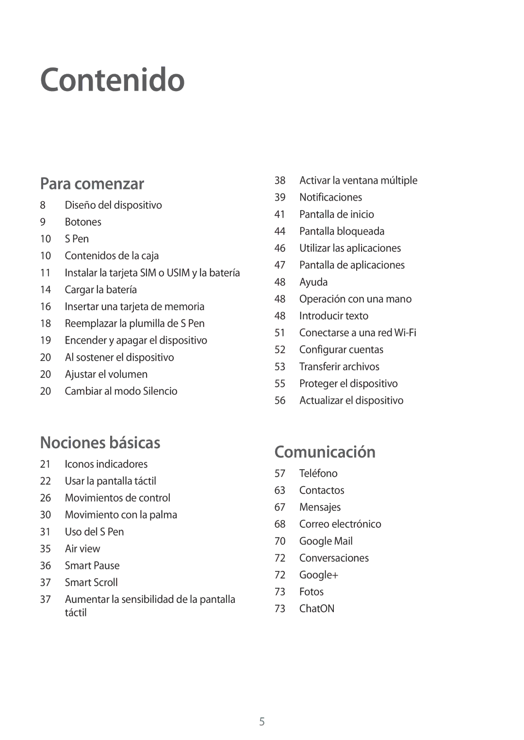 Samsung SM-N7505ZKAXEH, SM-N7505ZWATPH, SM-N7505ZWGXEF, SM-N7505ZKAITV, SM-N7505ZWAITV, SM-N7505ZKAPHE manual Contenido 