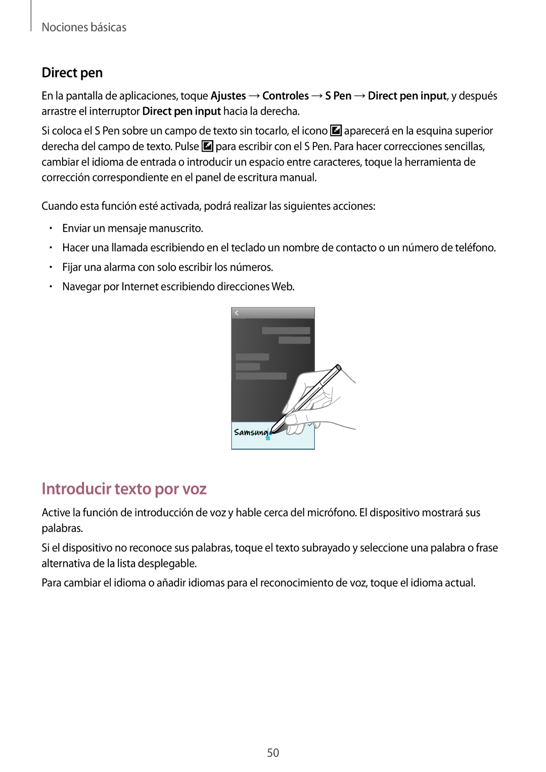 Samsung SM-N7505ZKAXEH, SM-N7505ZWATPH, SM-N7505ZWGXEF, SM-N7505ZKAITV, SM-N7505ZWAITV Introducir texto por voz, Direct pen 