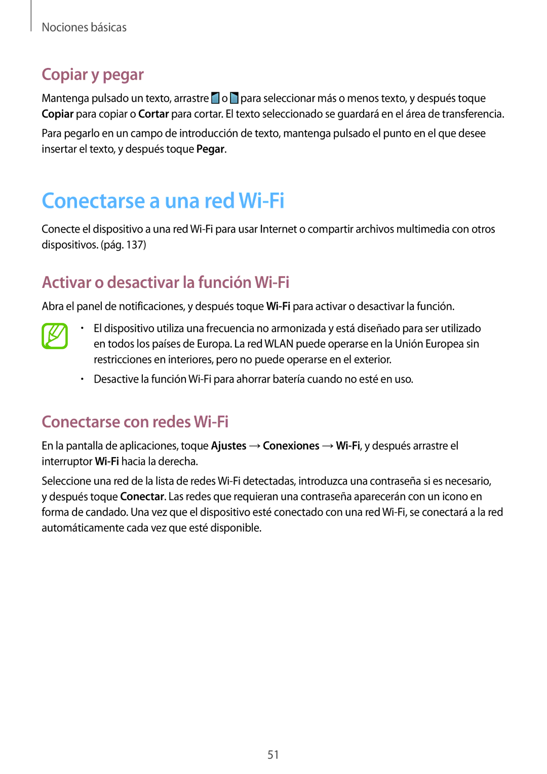 Samsung SM-N7505ZWAPHE, SM-N7505ZWATPH Conectarse a una red Wi-Fi, Copiar y pegar, Activar o desactivar la función Wi-Fi 