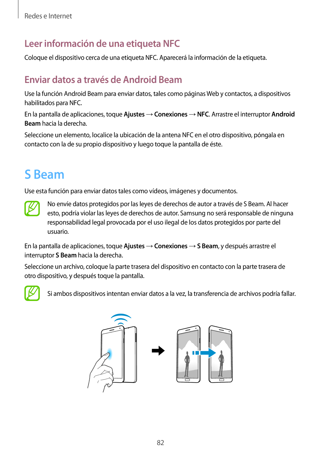 Samsung SM-N7505ZWGXEF, SM-N7505ZWATPH Leer información de una etiqueta NFC, Enviar datos a través de Android Beam 