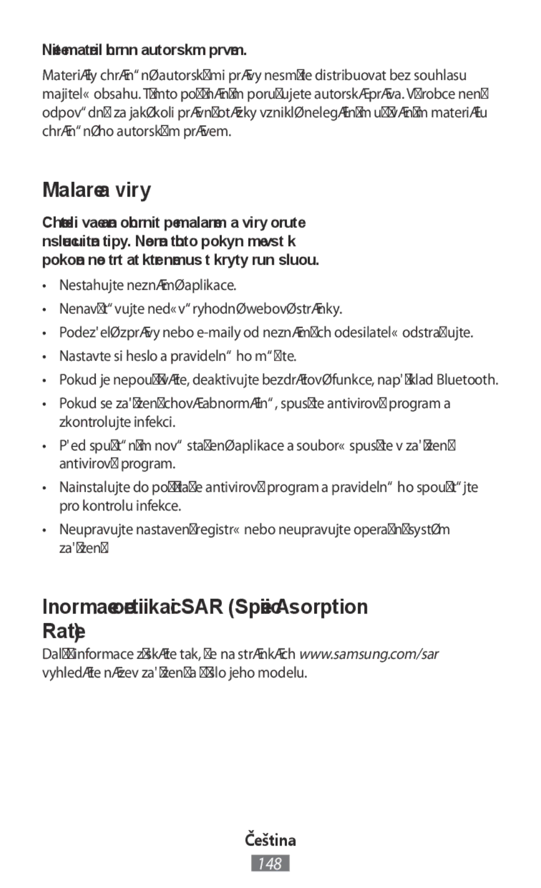 Samsung SM-N9000ZKEXXV, SM-N9000WDEXXV, SM-N9000ZWEXXV Malware a viry, Informace o certifikaci SAR Specific Absorption Rate 