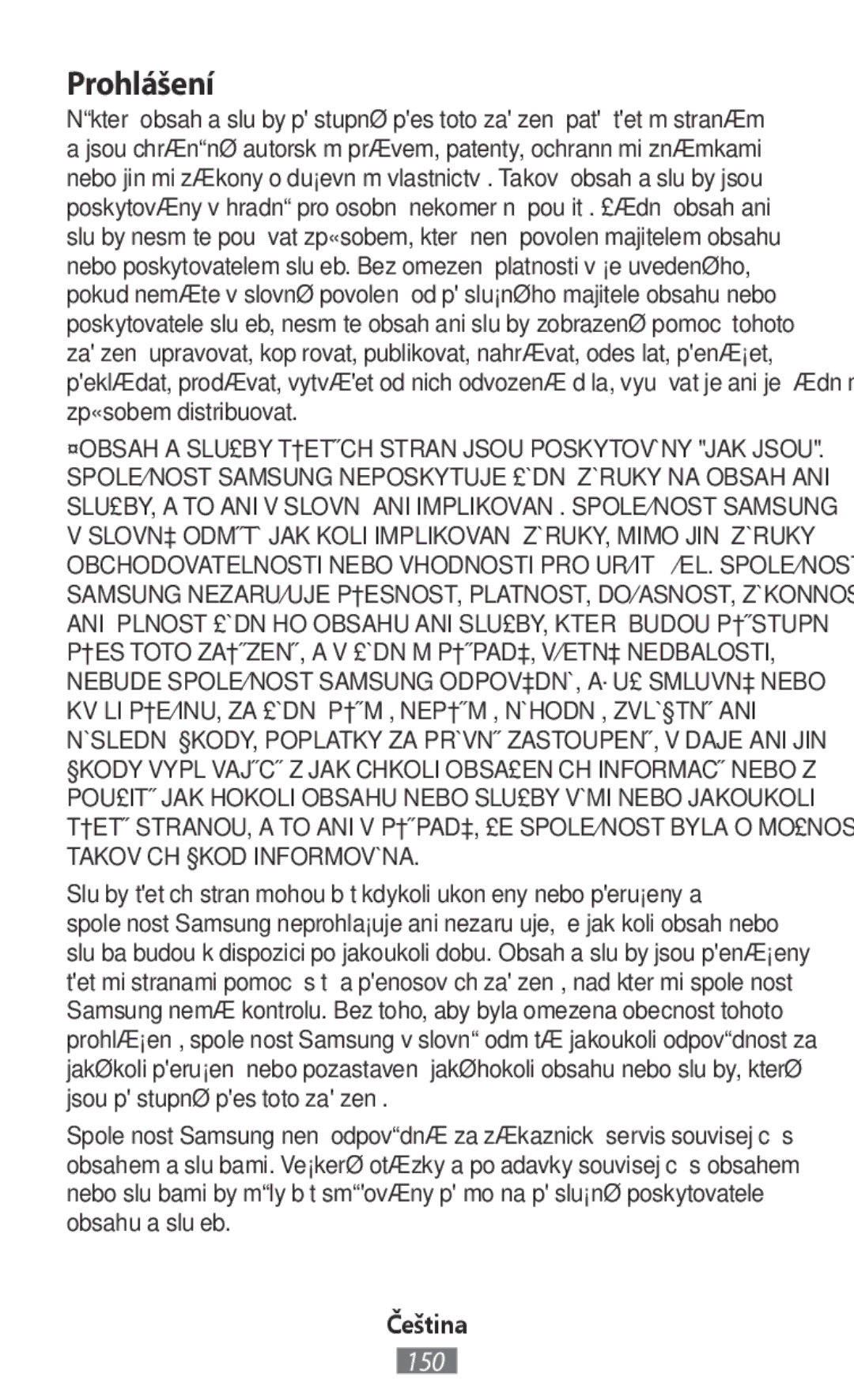 Samsung SM-N9000ZIEXXV, SM-N9000WDEXXV, SM-N9000ZKEXXV, SM-N9000ZWEXXV manual Prohlášení 