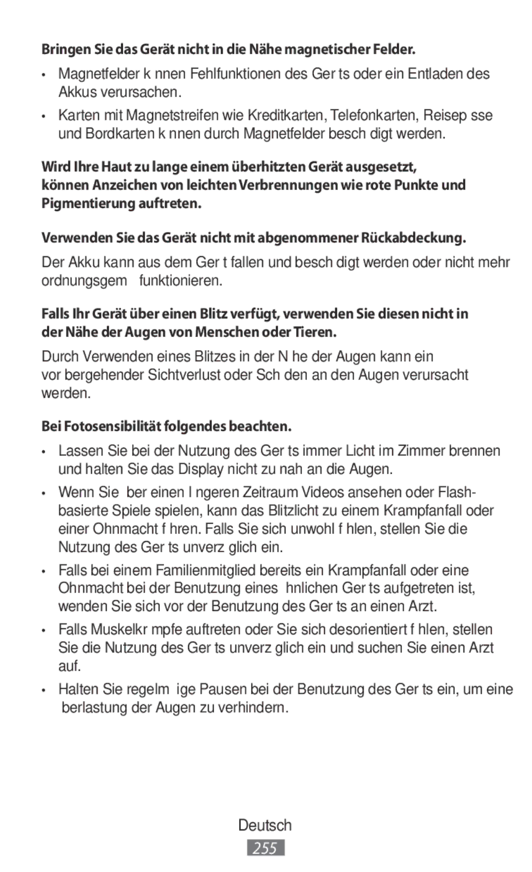 Samsung SM-N9000WDEXXV, SM-N9000ZKEXXV, SM-N9000ZWEXXV manual Bringen Sie das Gerät nicht in die Nähe magnetischer Felder 