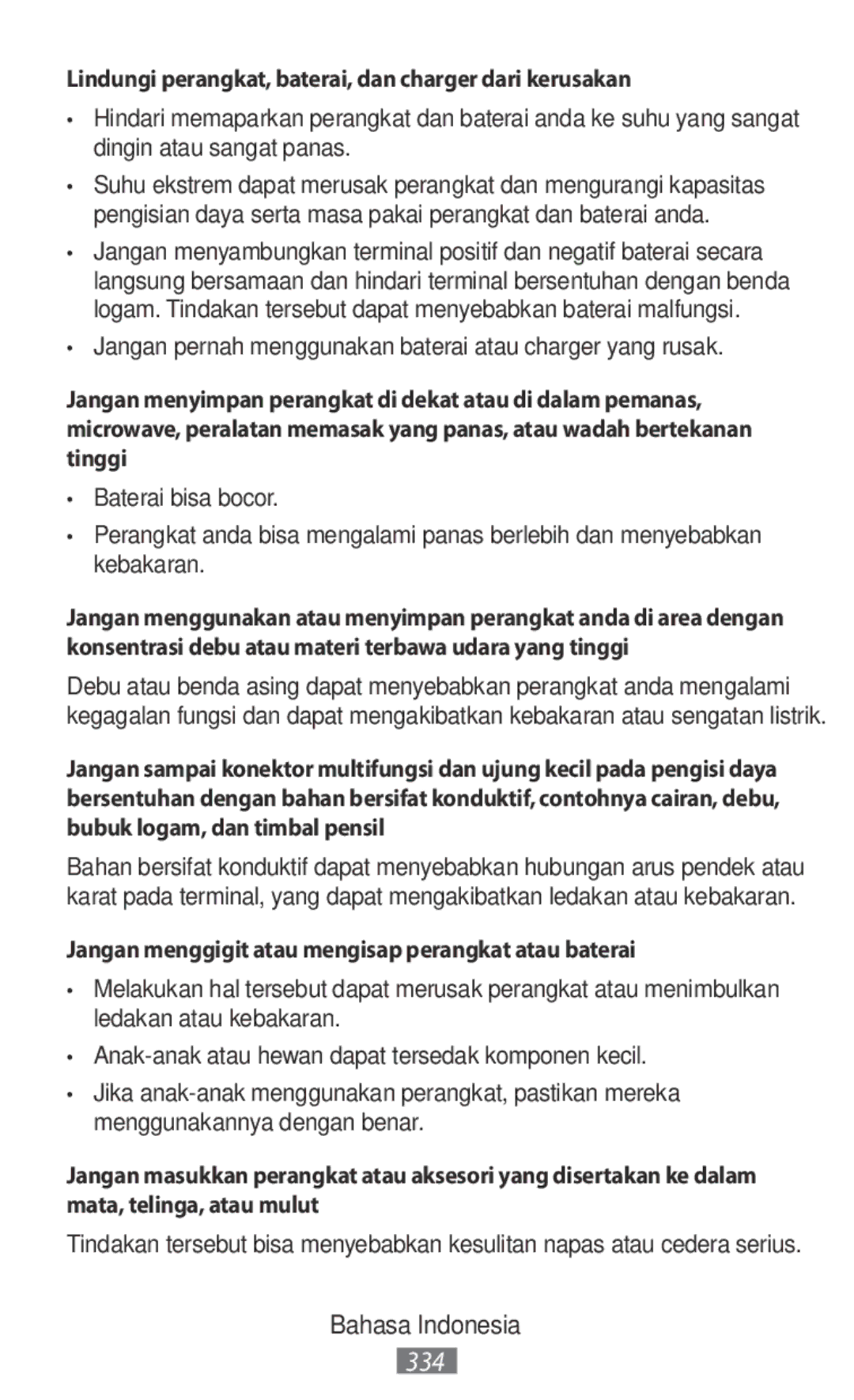 Samsung SM-N9000ZIEXXV, SM-N9000WDEXXV, SM-N9000ZKEXXV manual Lindungi perangkat, baterai, dan charger dari kerusakan 