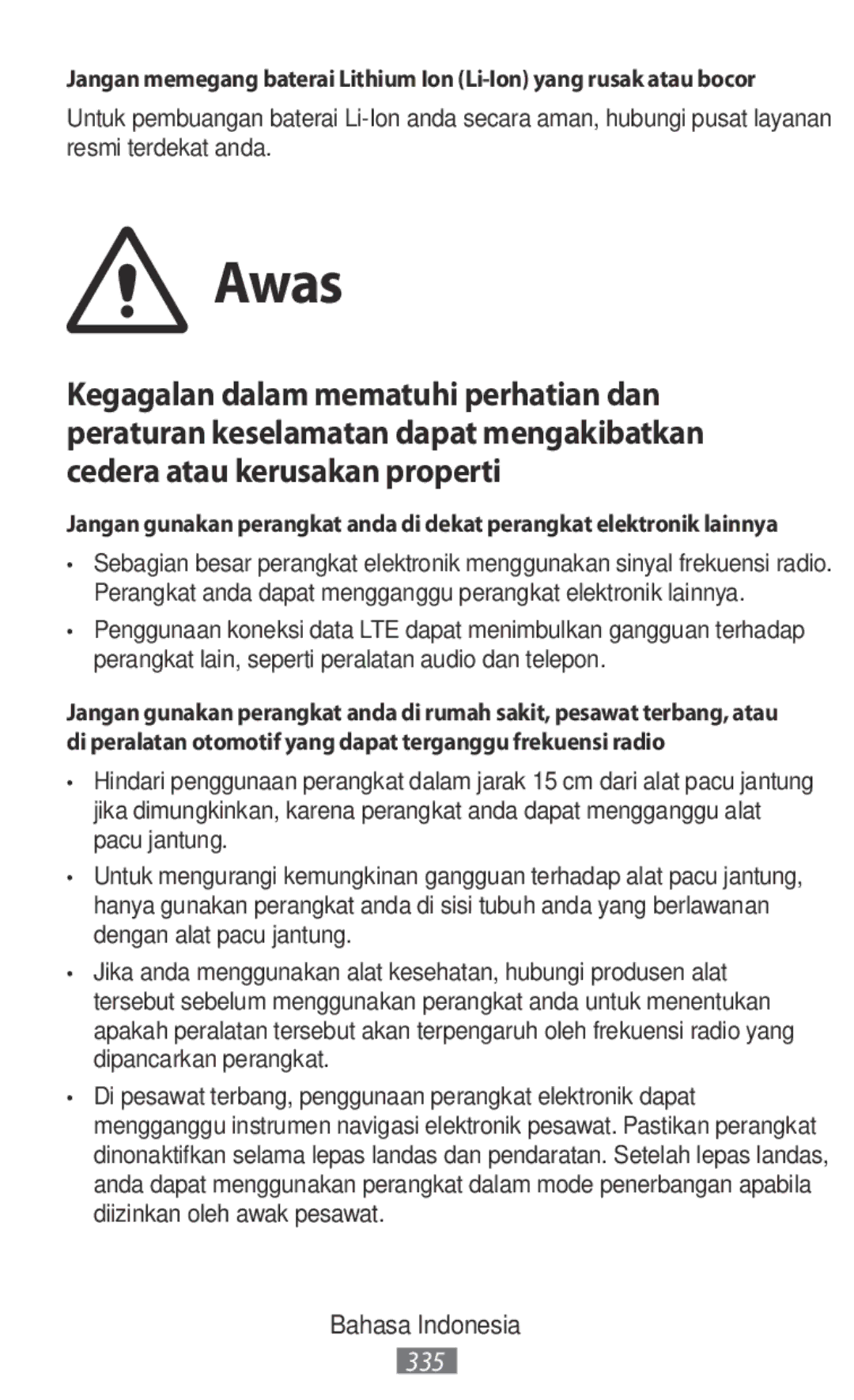 Samsung SM-N9000WDEXXV, SM-N9000ZKEXXV, SM-N9000ZWEXXV, SM-N9000ZIEXXV manual Awas 