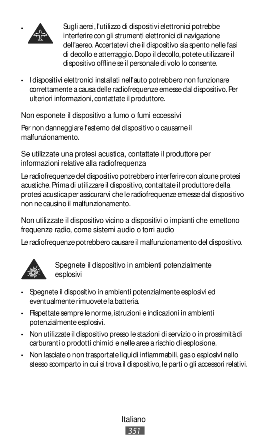 Samsung SM-N9000WDEXXV, SM-N9000ZKEXXV, SM-N9000ZWEXXV manual Sugli aerei, lutilizzo di dispositivi elettronici potrebbe 