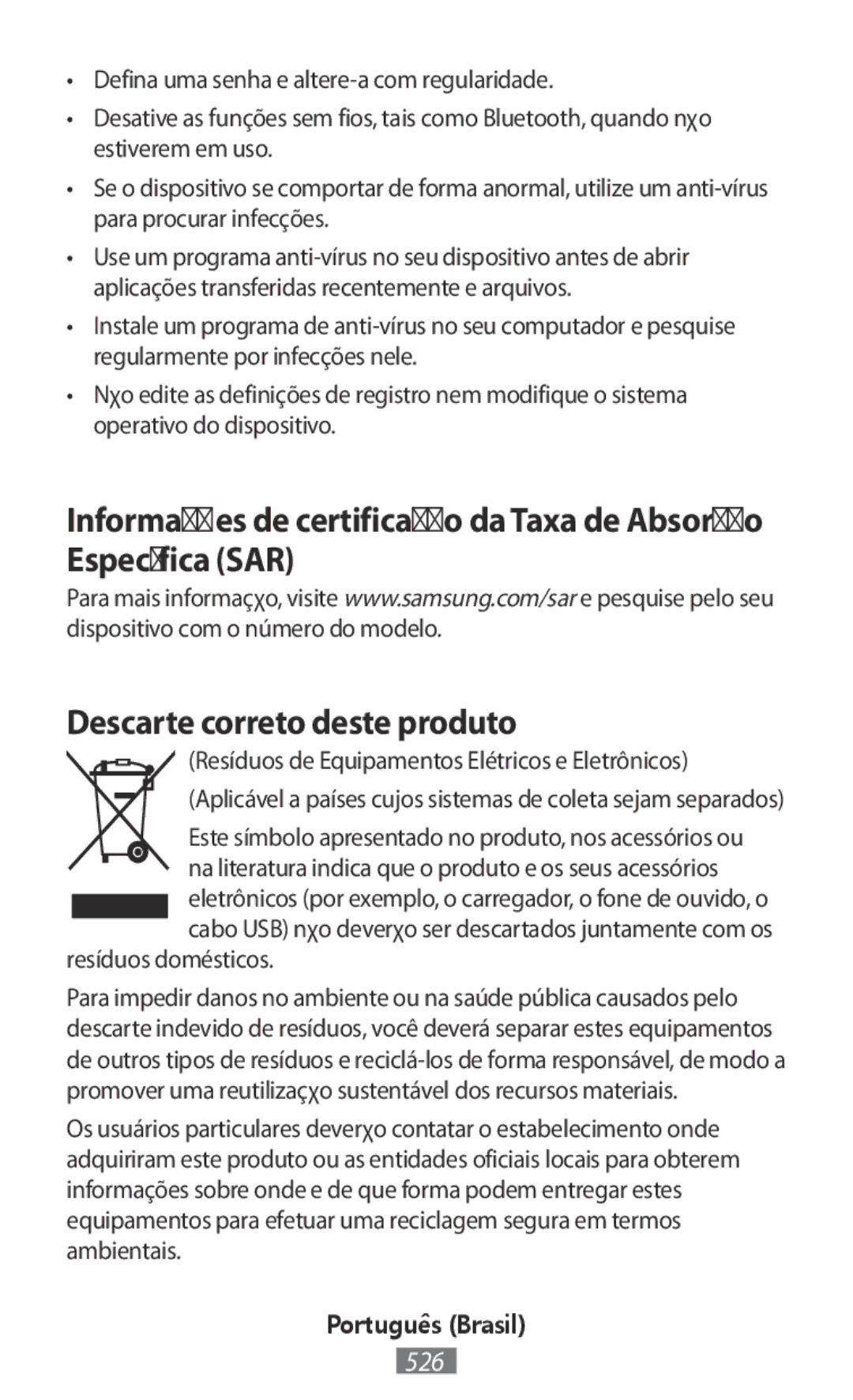 Samsung SM-N9000ZIEXXV, SM-N9000WDEXXV, SM-N9000ZKEXXV, SM-N9000ZWEXXV manual Resíduos domésticos 