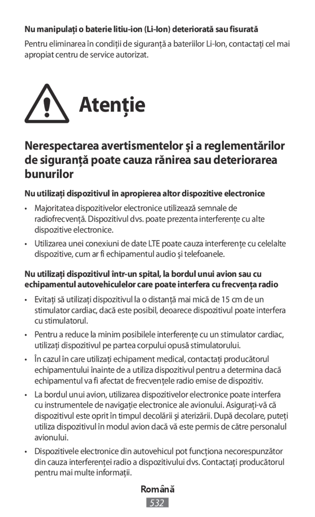 Samsung SM-N9000ZKEXXV, SM-N9000WDEXXV, SM-N9000ZWEXXV, SM-N9000ZIEXXV manual Atenţie 