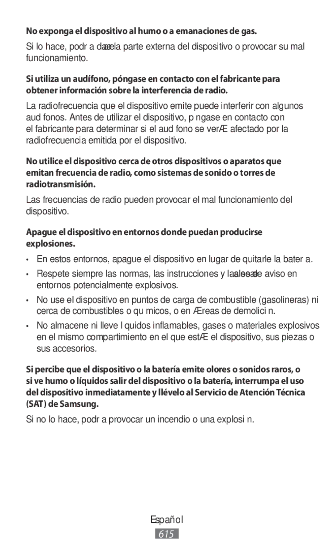 Samsung SM-N9000WDEXXV, SM-N9000ZKEXXV, SM-N9000ZWEXXV manual No exponga el dispositivo al humo o a emanaciones de gas 