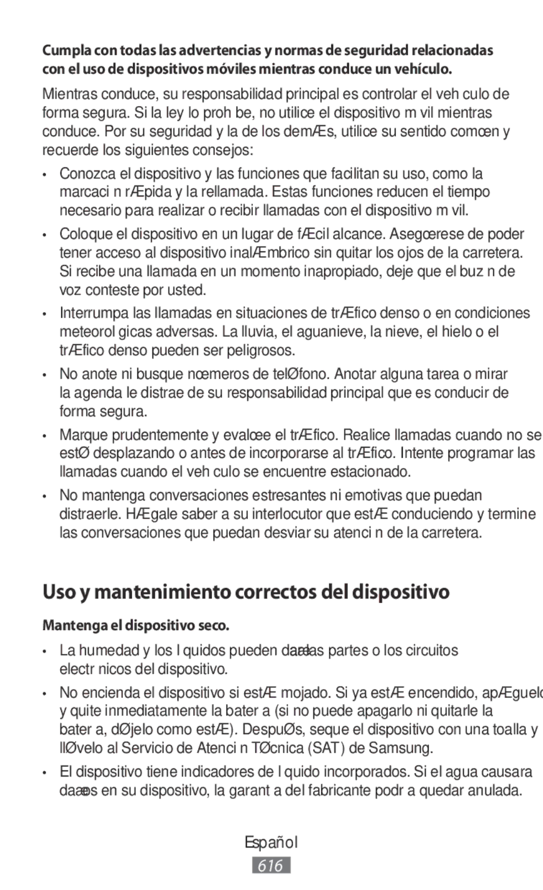 Samsung SM-N9000ZKEXXV, SM-N9000WDEXXV manual Uso y mantenimiento correctos del dispositivo, Mantenga el dispositivo seco 