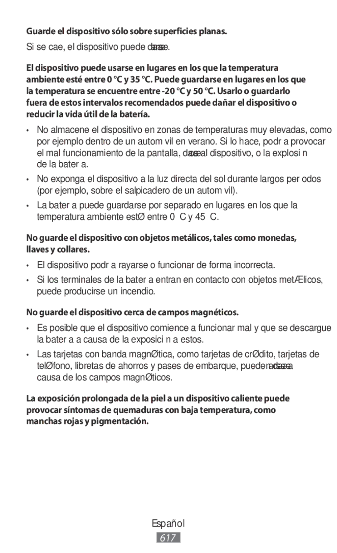 Samsung SM-N9000ZWEXXV manual Guarde el dispositivo sólo sobre superficies planas, Si se cae, el dispositivo puede dañarse 