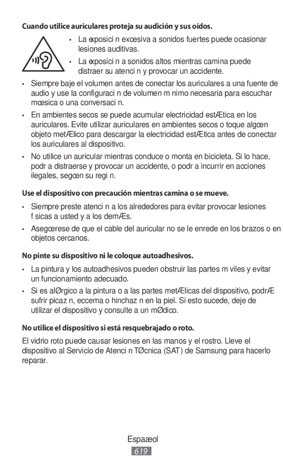 Samsung SM-N9000WDEXXV, SM-N9000ZKEXXV, SM-N9000ZWEXXV manual Cuando utilice auriculares proteja su audición y sus oídos 