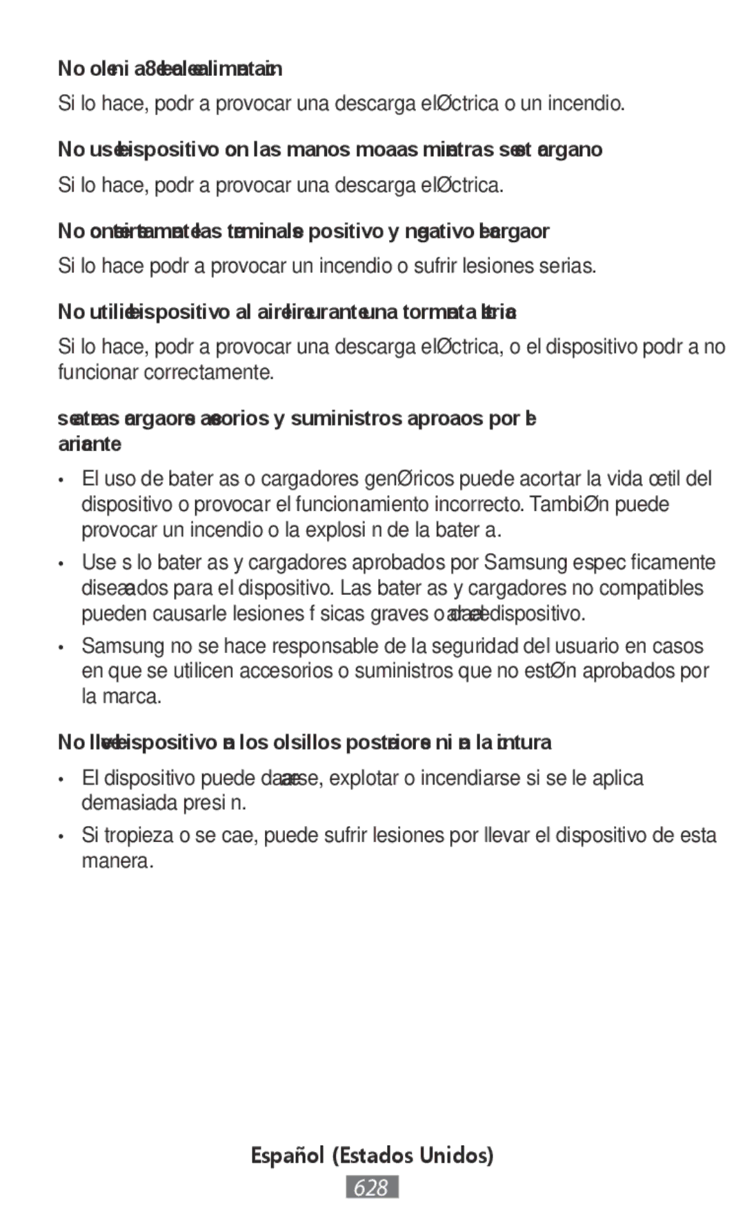 Samsung SM-N9000ZKEXXV, SM-N9000WDEXXV, SM-N9000ZWEXXV, SM-N9000ZIEXXV manual No doble ni dañe el cable de alimentación 