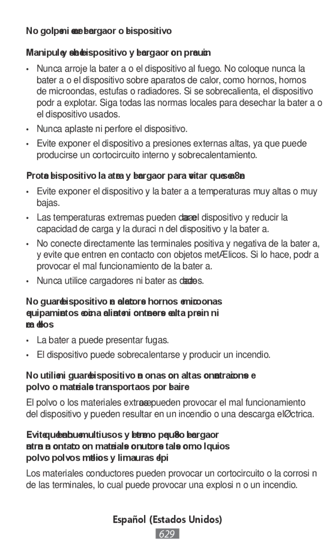 Samsung SM-N9000ZWEXXV, SM-N9000WDEXXV, SM-N9000ZKEXXV, SM-N9000ZIEXXV manual Nunca aplaste ni perfore el dispositivo 