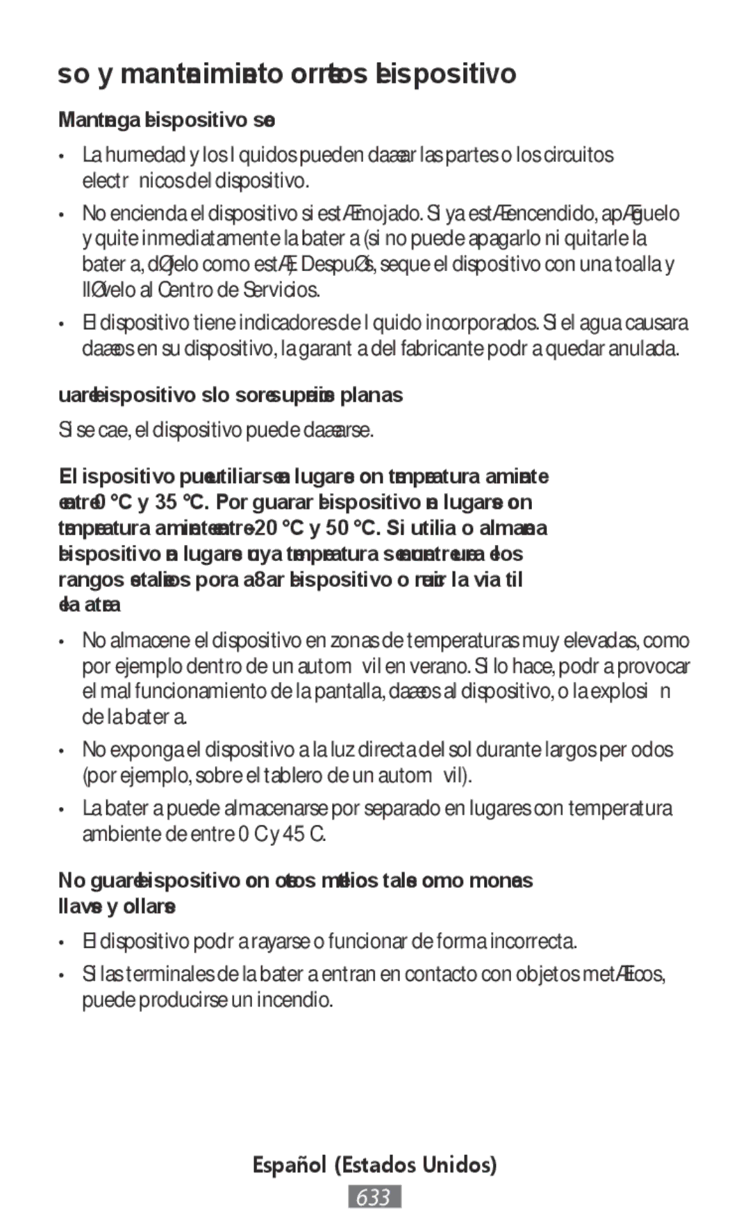 Samsung SM-N9000ZWEXXV, SM-N9000WDEXXV, SM-N9000ZKEXXV, SM-N9000ZIEXXV manual Uso y mantenimiento correctos del dispositivo 